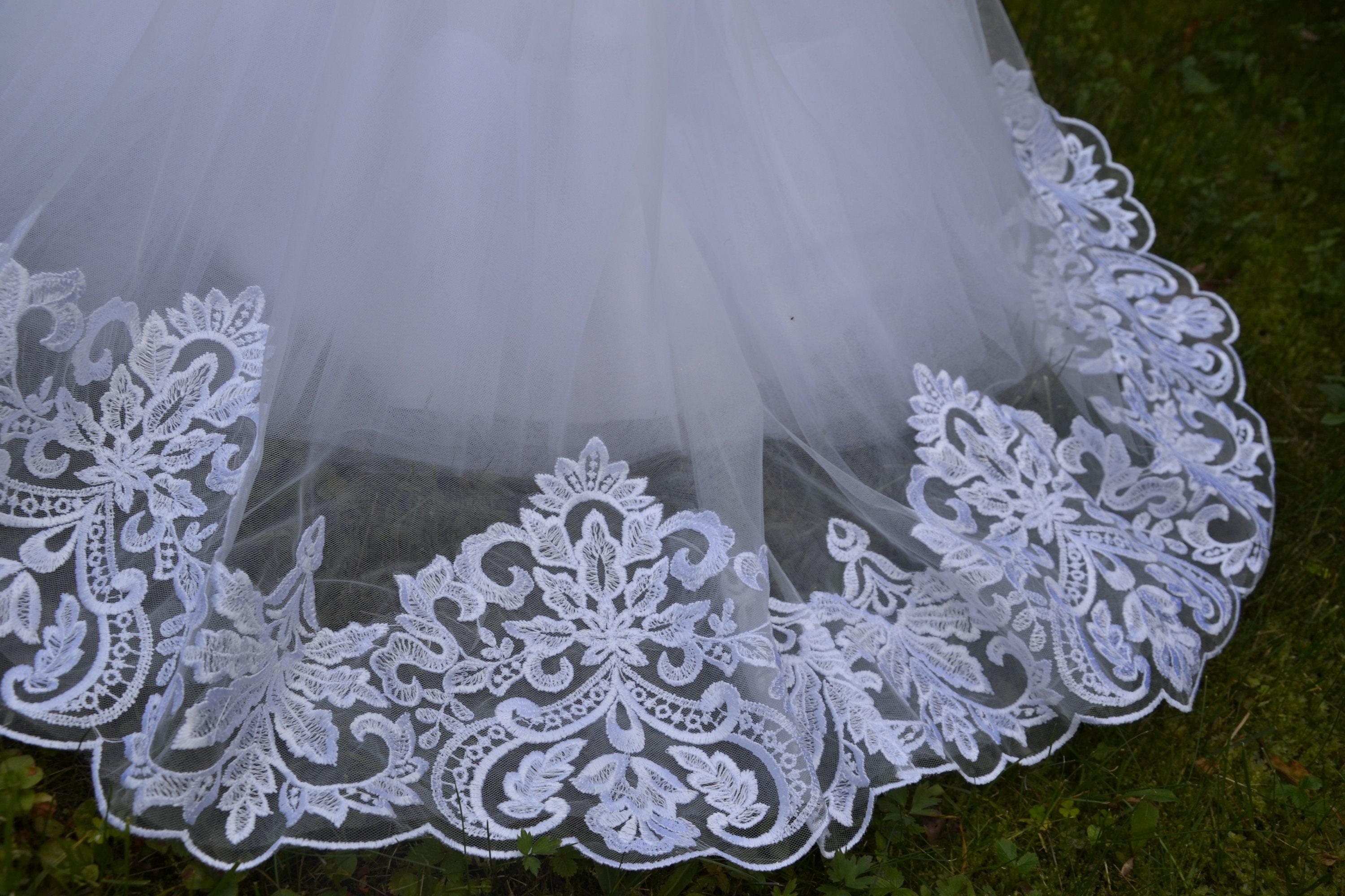 White lace baptism dress with Bow accent main image 0
