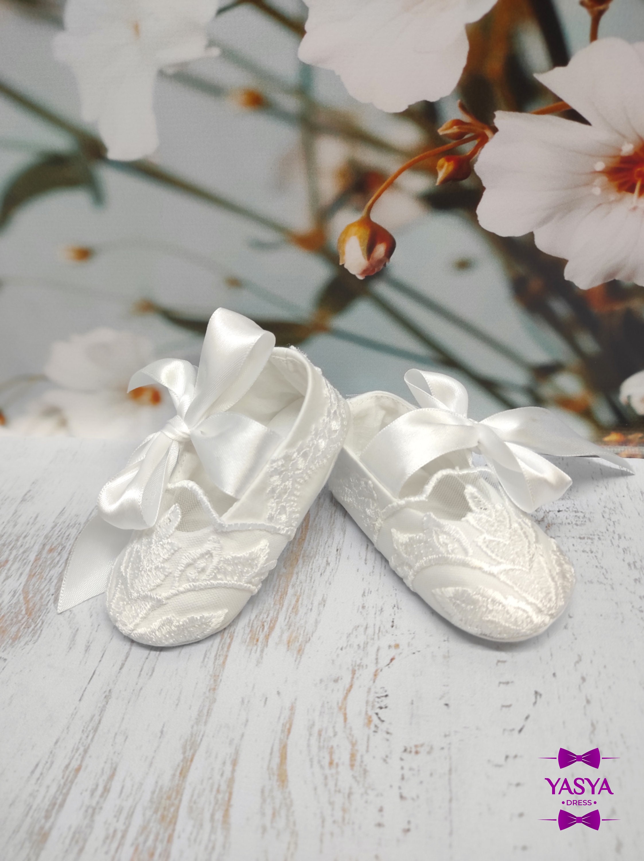 White baptism shoes baby girl lace booties & christening Etsy