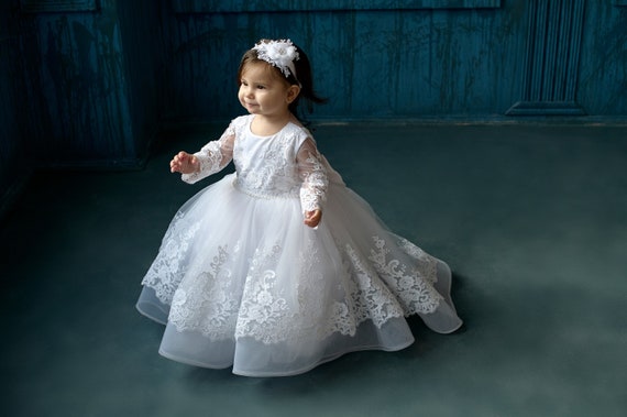 Robes de fille Robe de princesse en dentelle pour bébés filles 1ère 2ème  fête d'anniversaire 1 2 3 4 5 ans Robe de baptême Toddler Kid Christmas