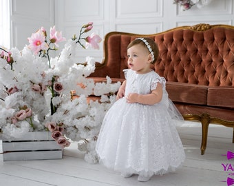 Baby girl christening gown,baptism gift girl from godparents, baby blessing dress, 2t baptism dress, christening dresses for girls