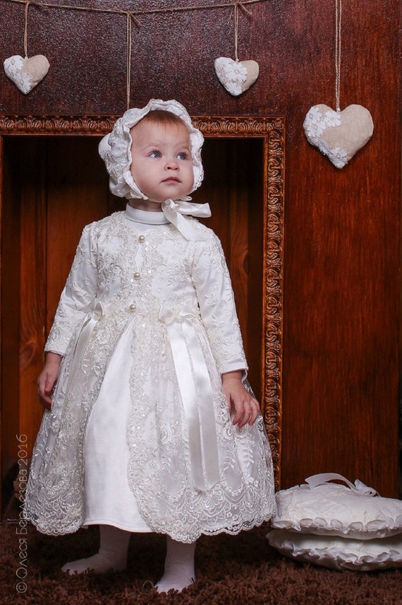 Ivory Christening Gown Girl Baby Blessing Dress Lace Christening Dress Baby Girl Baptism Dress Etsy