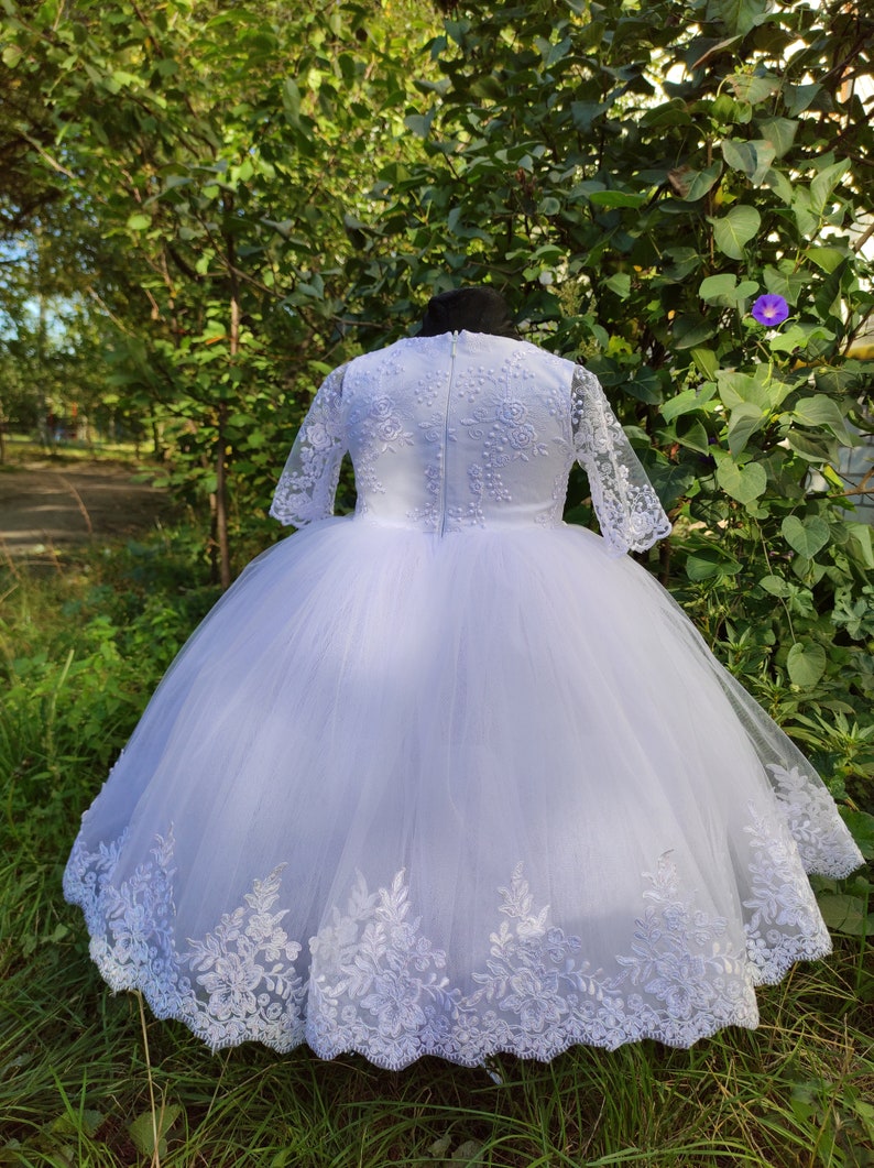 White Baptism Dress Lace Baptism Gown Baby Girl Christening Etsy