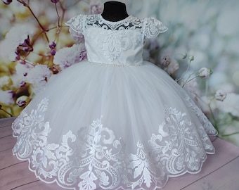 Baptism dress for baby girl, baby blessing dress, christening dresses for girls, white baptism dress, 2t baptism dress