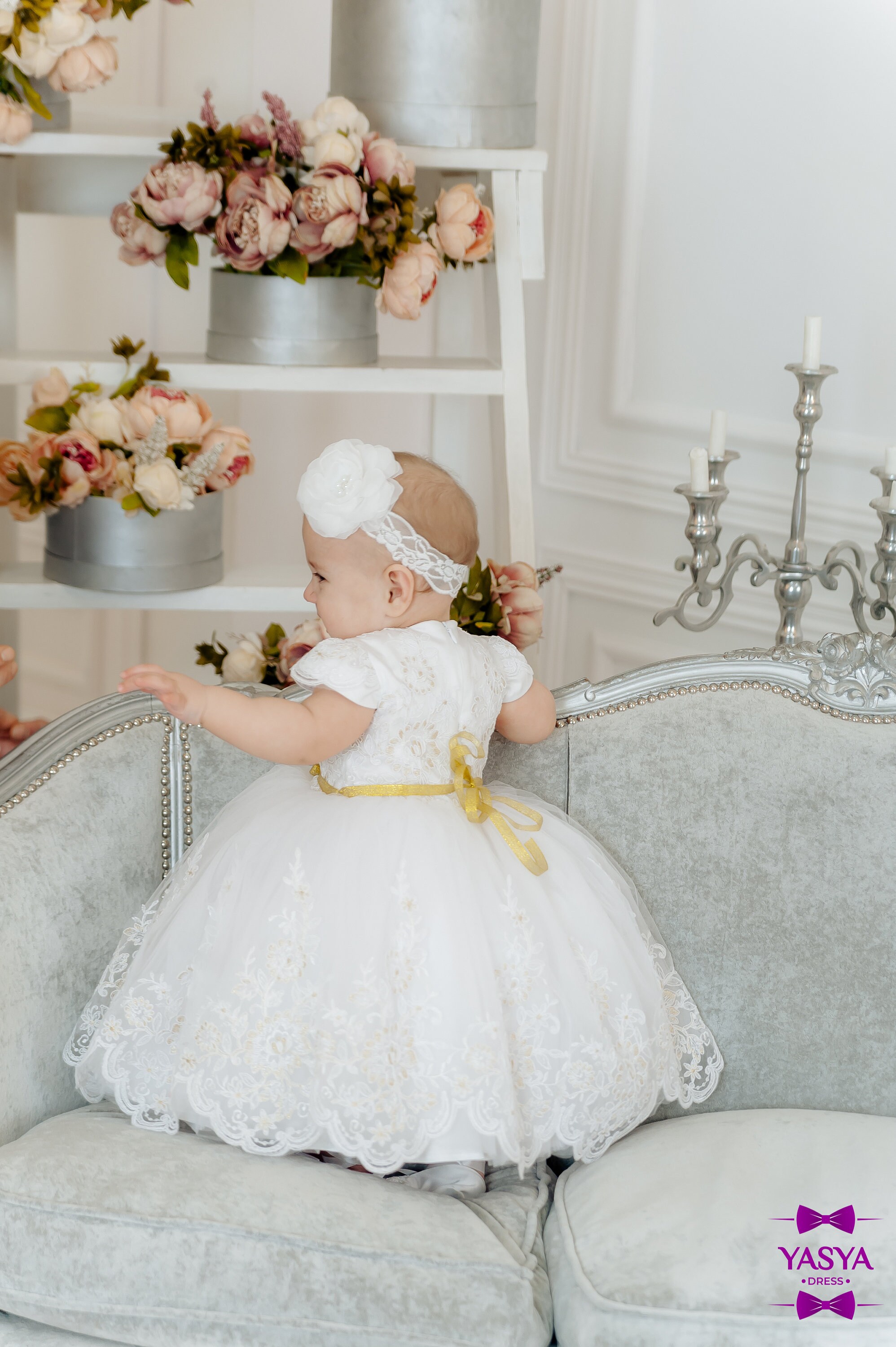 White christening gown girl baby blessing set christening Etsy