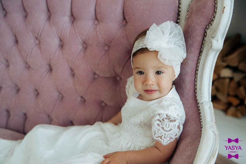 Christening Headband Baby Girl Headband Ivory Etsy