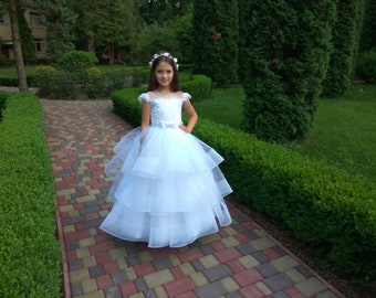 First holy communion girl dress , 1st communion tutu dress baptism gown