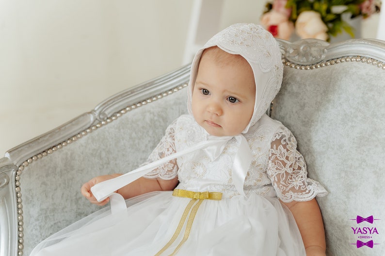 lace baby bonnet baby girl bonnet Baptism bonnet