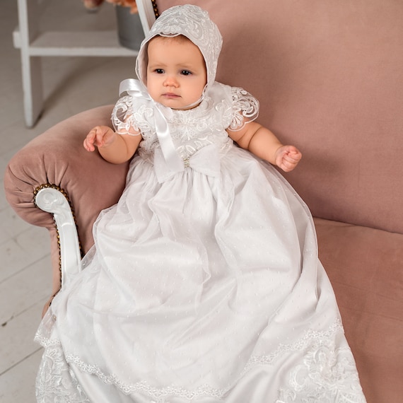 Long Baptism Dress for Baby Girl Christening Gown Girl Newborn Gift Baby Blessing Dress Etsy