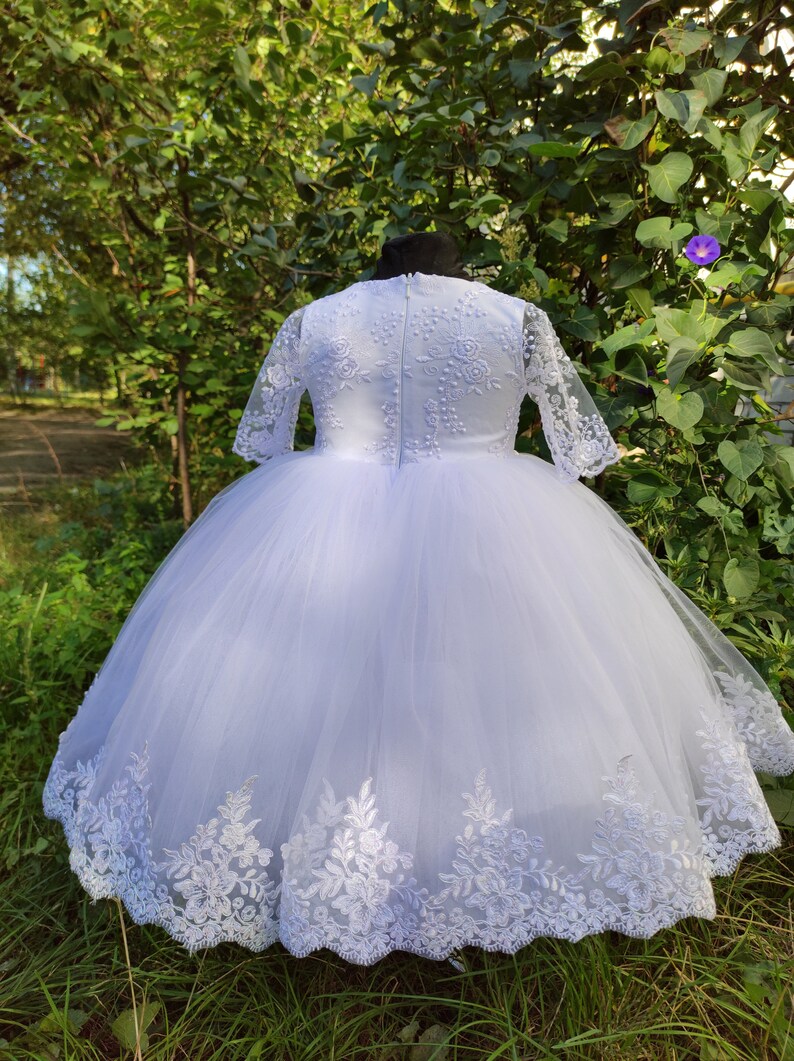 White Baptism Dress Lace Baptism Gown Baby Girl Christening Etsy