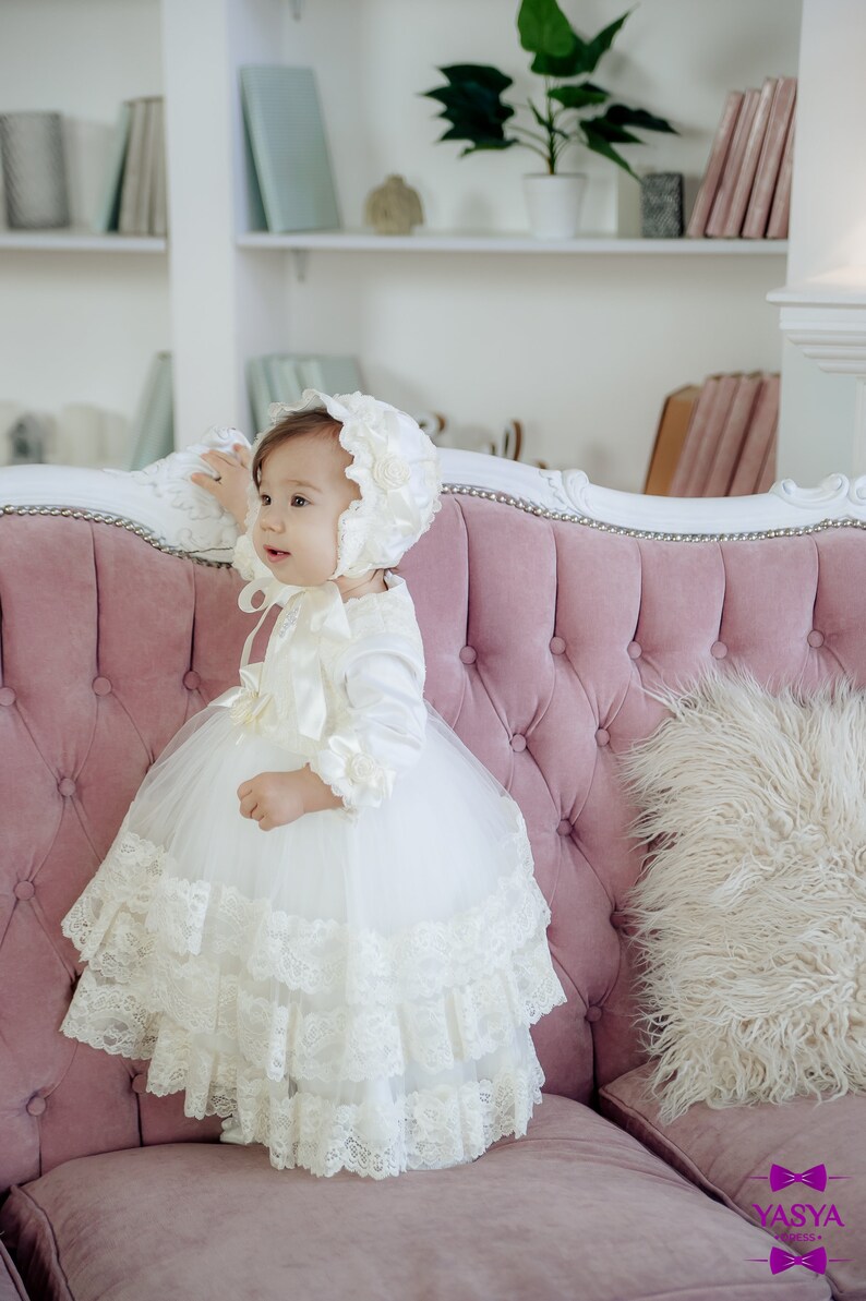 Ivory Baptism Dress Christening Gown Girl Baby Blessing Etsy
