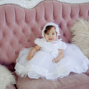 White christening dress, baptism dress for baby girl, christening dresses for girls, newborn girl dress, lace baptism dress image 1