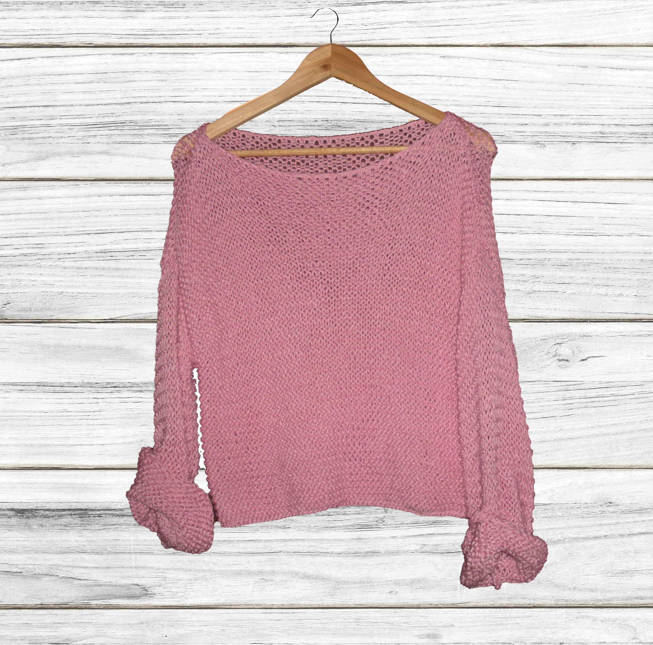 Pullover Cotton Ribbon Spring Summer Mesh Sweater Oversized Etsy