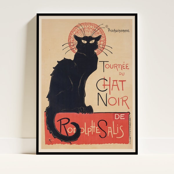 Théophile Steinlen Tournée du Chat Noir Poster, Vintage Wall Decor, Black Cat Printable Poster, Cabaret Art, Cat Print, Digital Download