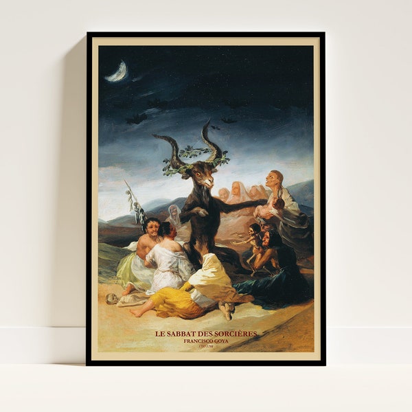 Francisco Goya Le Sabbat des sorcières Poster, Witches' Sabbath Print, Spanish Art, Goya Wall Art, Digital Download