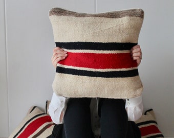Moroccan Beige Cushion, Colorful Wool Cushion, Handmade Moroccan Cushion, Pink Cushion Cover, Recycled Cushion, Berber Cushion