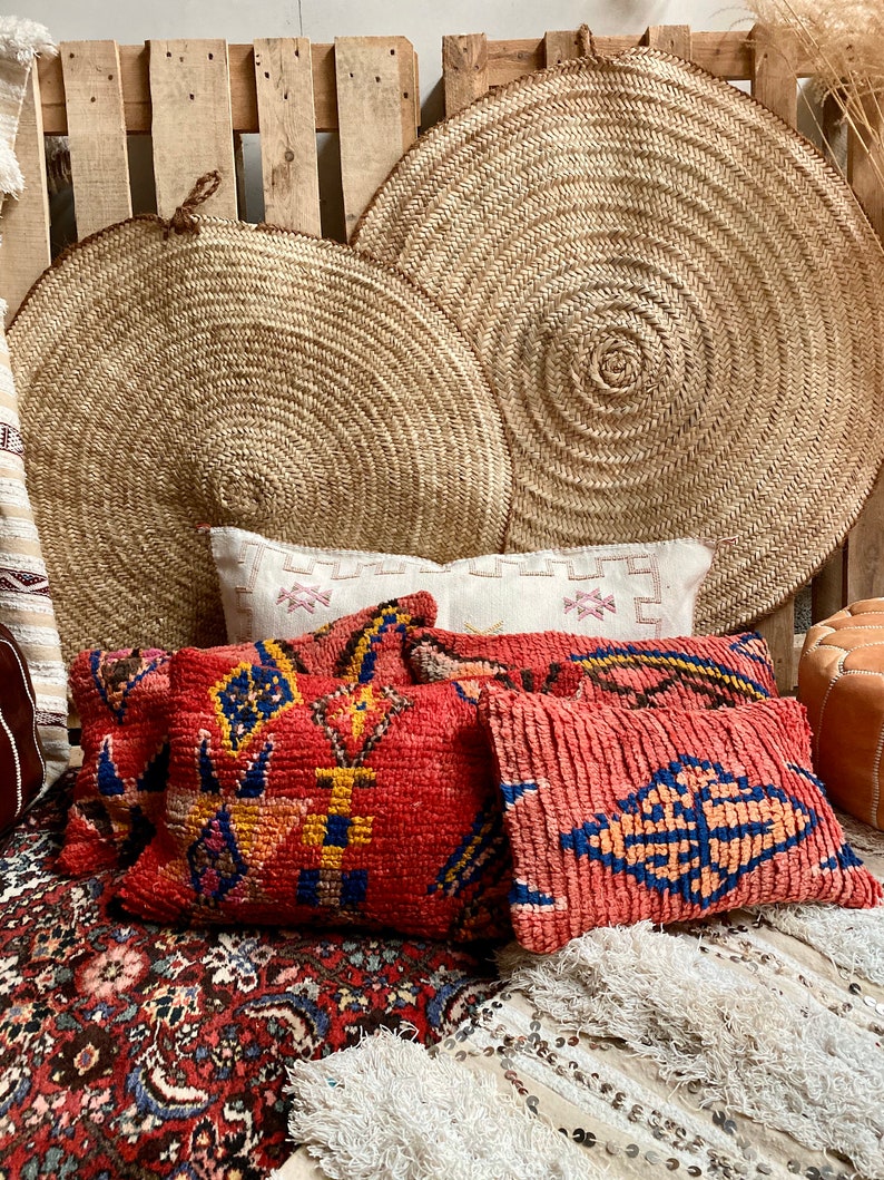 GRANADA Moroccan Red Cushion Home Gift Colorful Wool Cushion Red Cushion Handmade Moroccan Cushion Handmade Cushion Cover