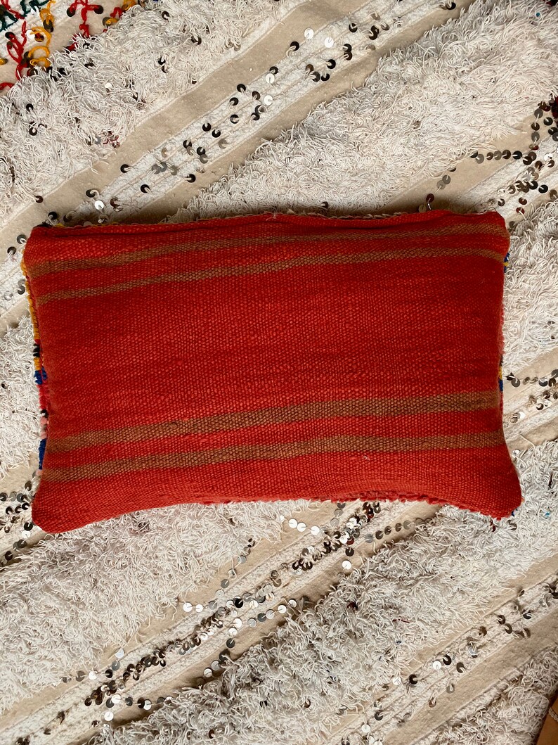 GRANADA Moroccan Red Cushion Home Gift Colorful Wool Cushion Red Cushion Handmade Moroccan Cushion Handmade Cushion Cover