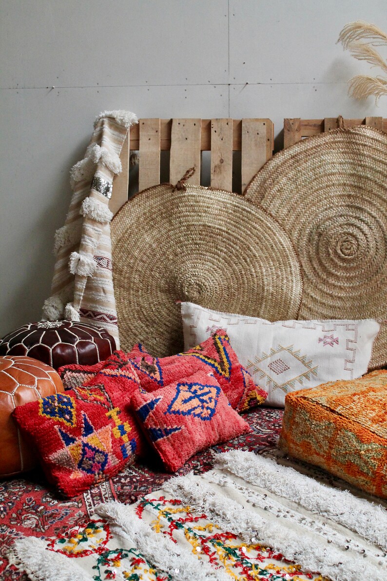 GRANADA Moroccan Red Cushion Home Gift Colorful Wool Cushion Red Cushion Handmade Moroccan Cushion Handmade Cushion Cover