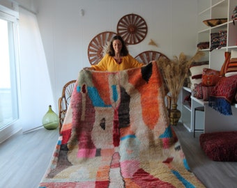 Boujaad Moroccan Rug (142), Colorful Moroccan Wool Rug, Handmade Rug