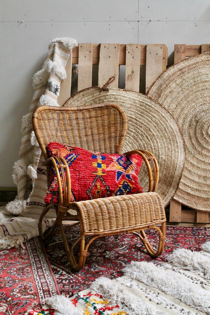 GRANADA Moroccan Red Cushion Home Gift Colorful Wool Cushion Red Cushion Handmade Moroccan Cushion Handmade Cushion Cover
