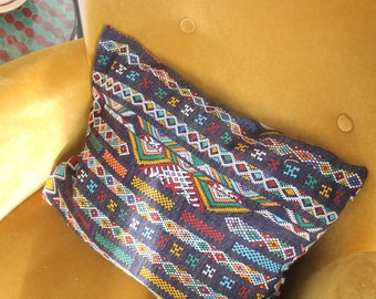 Moroccan Kilim Wool Cushion (16), Colorful Wool Cushion, Handmade Moroccan Cushion