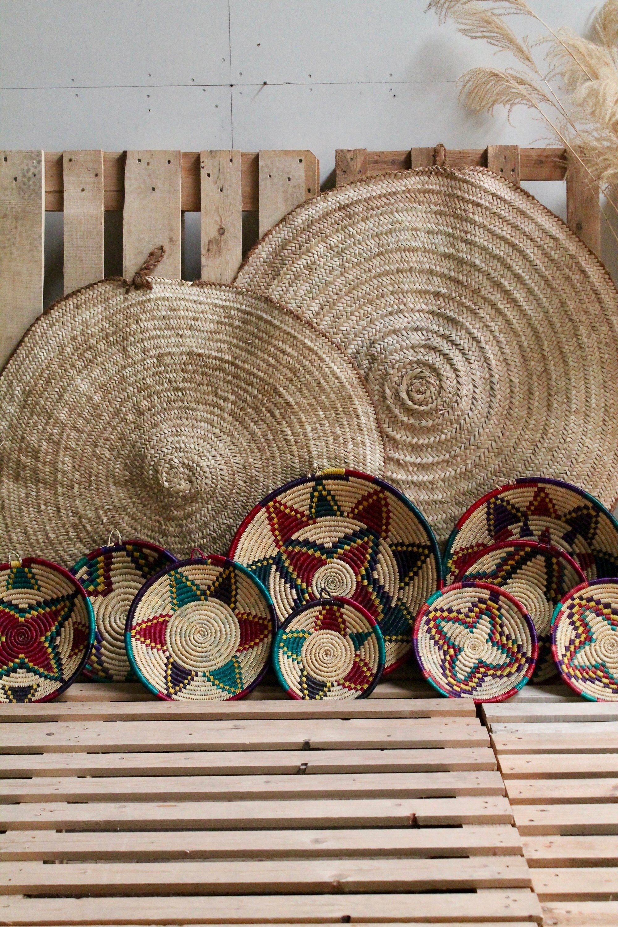 Raffia Wall Decor Raffia Fruit Basket Moroccan Basket Etsy