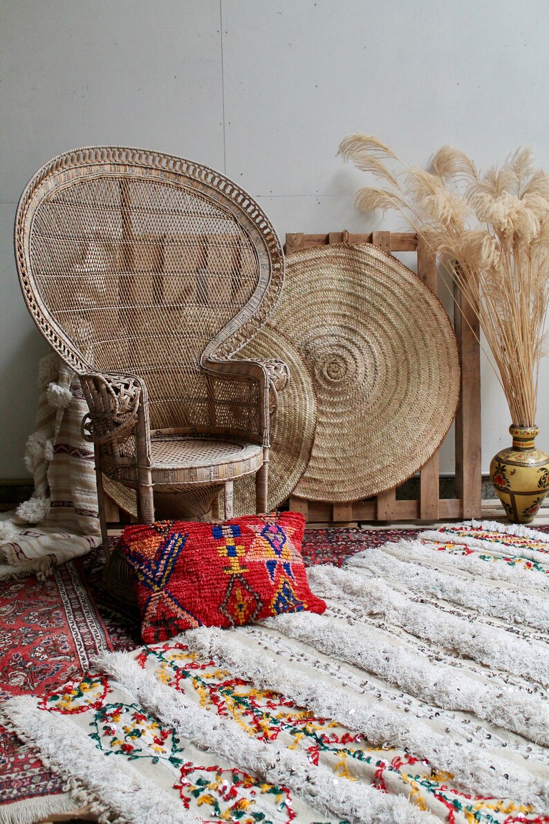 GRANADA Moroccan Red Cushion Home Gift Colorful Wool Cushion Red Cushion Handmade Moroccan Cushion Handmade Cushion Cover