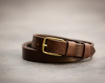 Cintura donna  Marrone scuro in vero cuoio Toscano -  Woman belt in dark brown leather