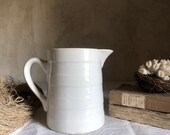 Antique French white pitcher jug Ironstone CREIL et MONTEREAU. FRANCE