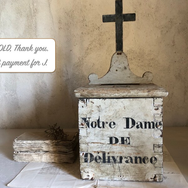 Oops...SOLD.  RARE Antique CHURCH box Religion Alms box Church cask 1900s. Handmade  France...Stunning patina!