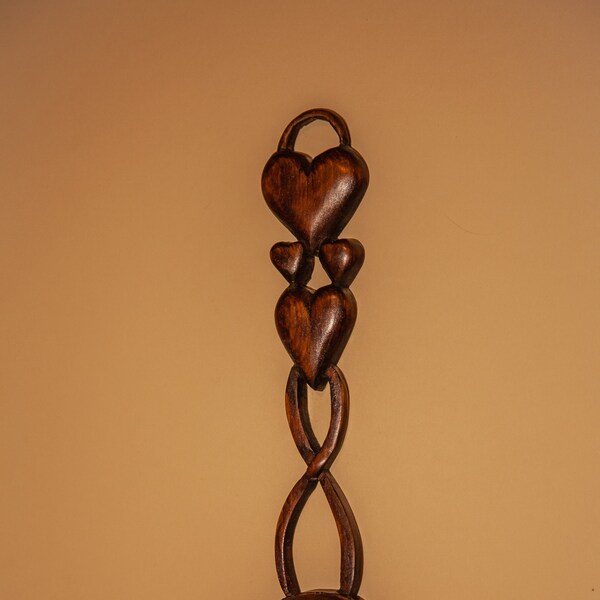 Welsh love spoon with four hearts