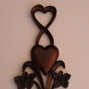 Welsh love spoons with hearts and daffodils