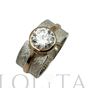 Large Moissanite Silver Wedding Ring