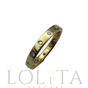 14K Gold-Bandring mit Diamanten, Gold Ehering, Geschenk für sie, Diamant Schmuck, Geschenk für sie, Fine Jewelry, Verlobungsring