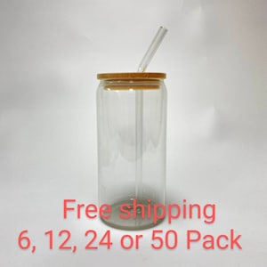 Wholesale Bulk Sublimation 16oz Glass Blank | 16oz Glass Can | Beer Can Glass |  Blank Glass Can | Iced Coffee Glass | DIY KIT