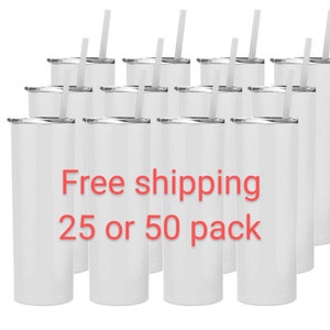 Wholesale 20oz Glossy Matte Skinny Sublimation Tumbler With Metal Straw and  Rubber Bottoms DIY Kit 