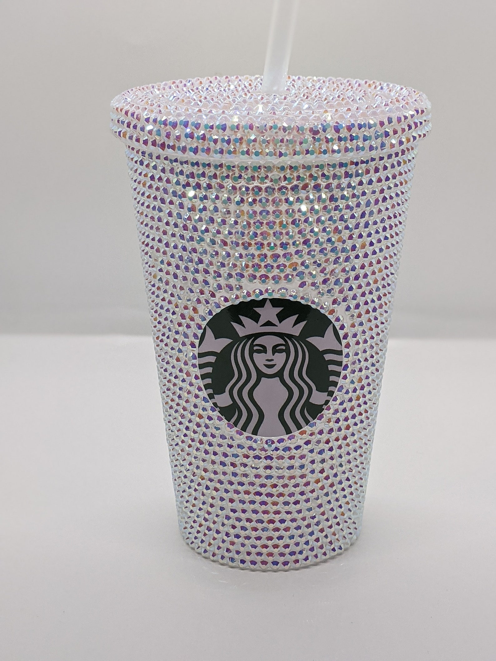White Starbucks sparkling rhinestone cold cup Etsy