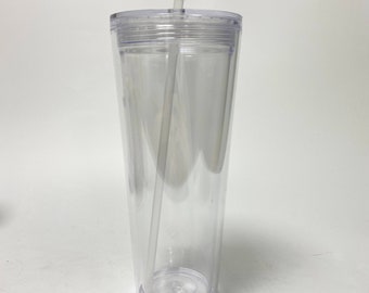 Pre Drilled Double walled 24oz tumbler, Snowglobe dupe tumbler, Acrylic double walled tumbler,  Clear Tumbler, 24 oz DIY