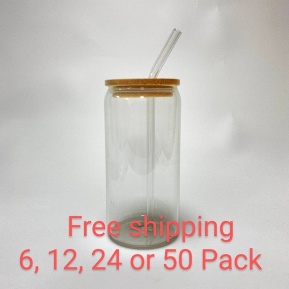 16 oz. Glass Clear Straight Blank Sublimation Tumbler, Coffee Glass, Beer  Can Style