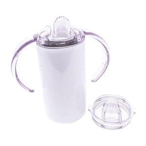 Wholesale 12oz Skinny Sublimation Sippy Cup W/ 2 lids - bulk DIY Blank