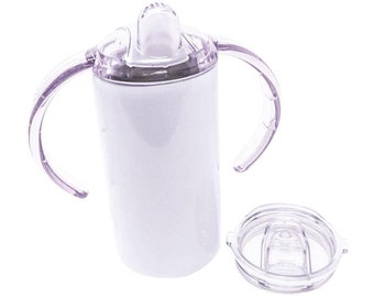 Wholesale 12oz Skinny Sublimation Sippy Cup W/ 2 lids - bulk DIY Blank