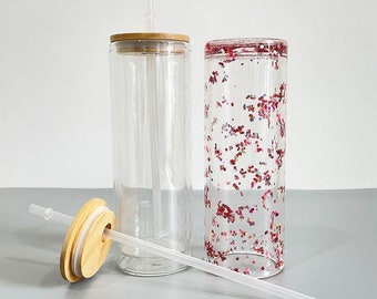 Double Walled Sublimation 20oz Snow Globe Glass Can | 20oz Glass Can |   Blank Glass Can | Iced Coffee Glass | DIY KIT