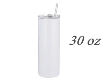 Wholesale 20oz Glossy - 30 oz Tumbler with metal Straw and rubber bottoms DIY kit