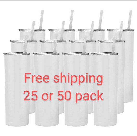 Wholesale 20oz Glossy Matte Skinny Sublimation Tumbler With Metal Straw and  Rubber Bottoms DIY Kit 