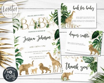 etsy safari baby shower invitations