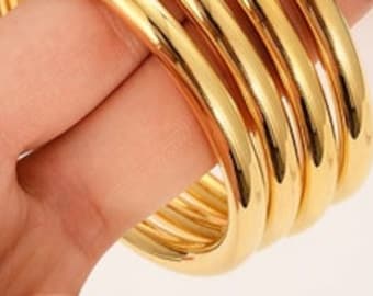 THICK DESIGN Gold leaf lucky bracelets lightweight waterproof bangles bling mothers day gift  temple jewelry stackable Thai jewelry