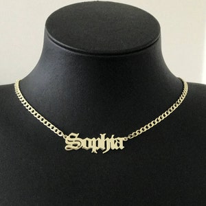 Custom old english name necklace clearance