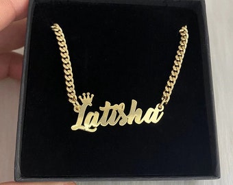 Custom Name Necklace Crown Name Necklace Customized Necklace