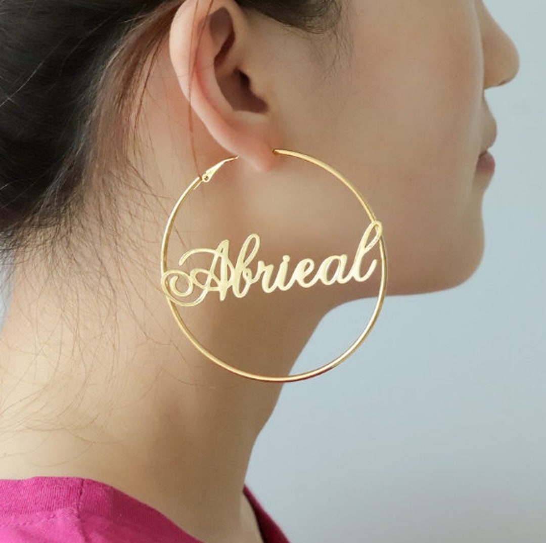 Personalised gold hoop earrings deals