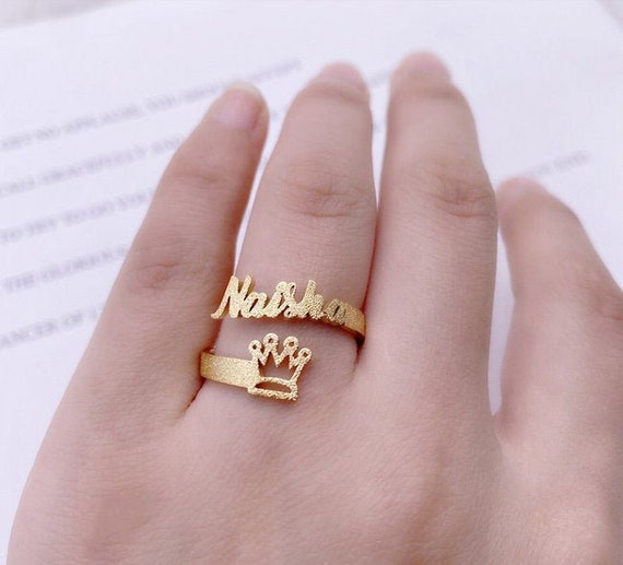 Gwen Thin Name Ring - Gold Vermeil - Oak & Luna